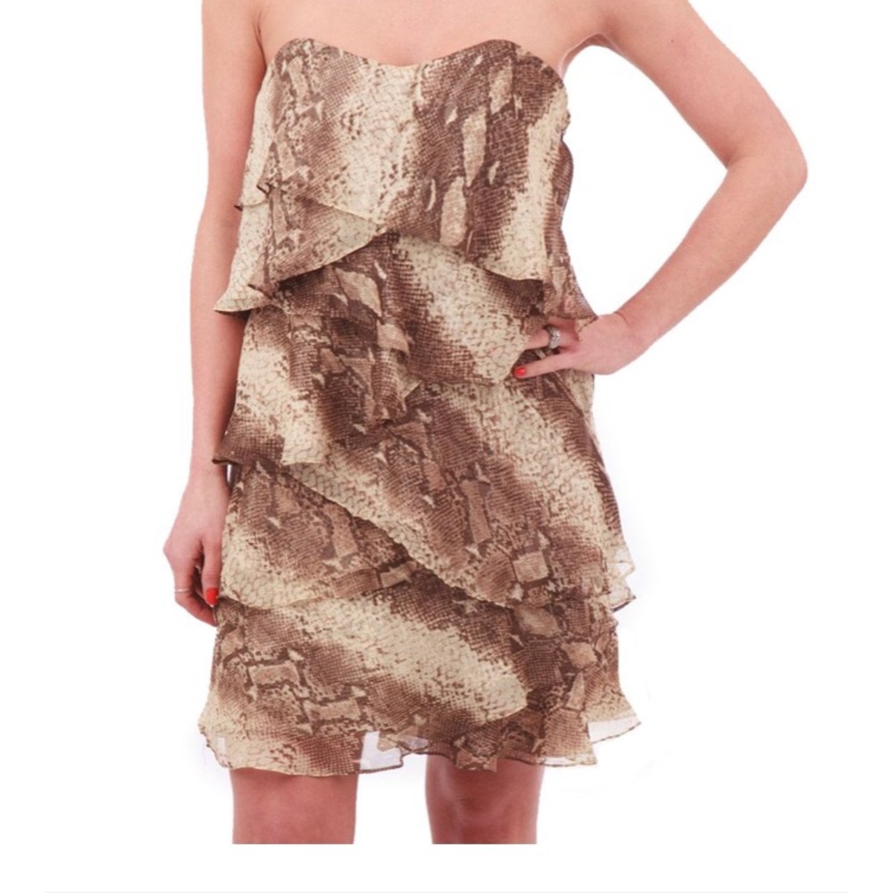 Haute Hippie Snake-Print Strapless Dress